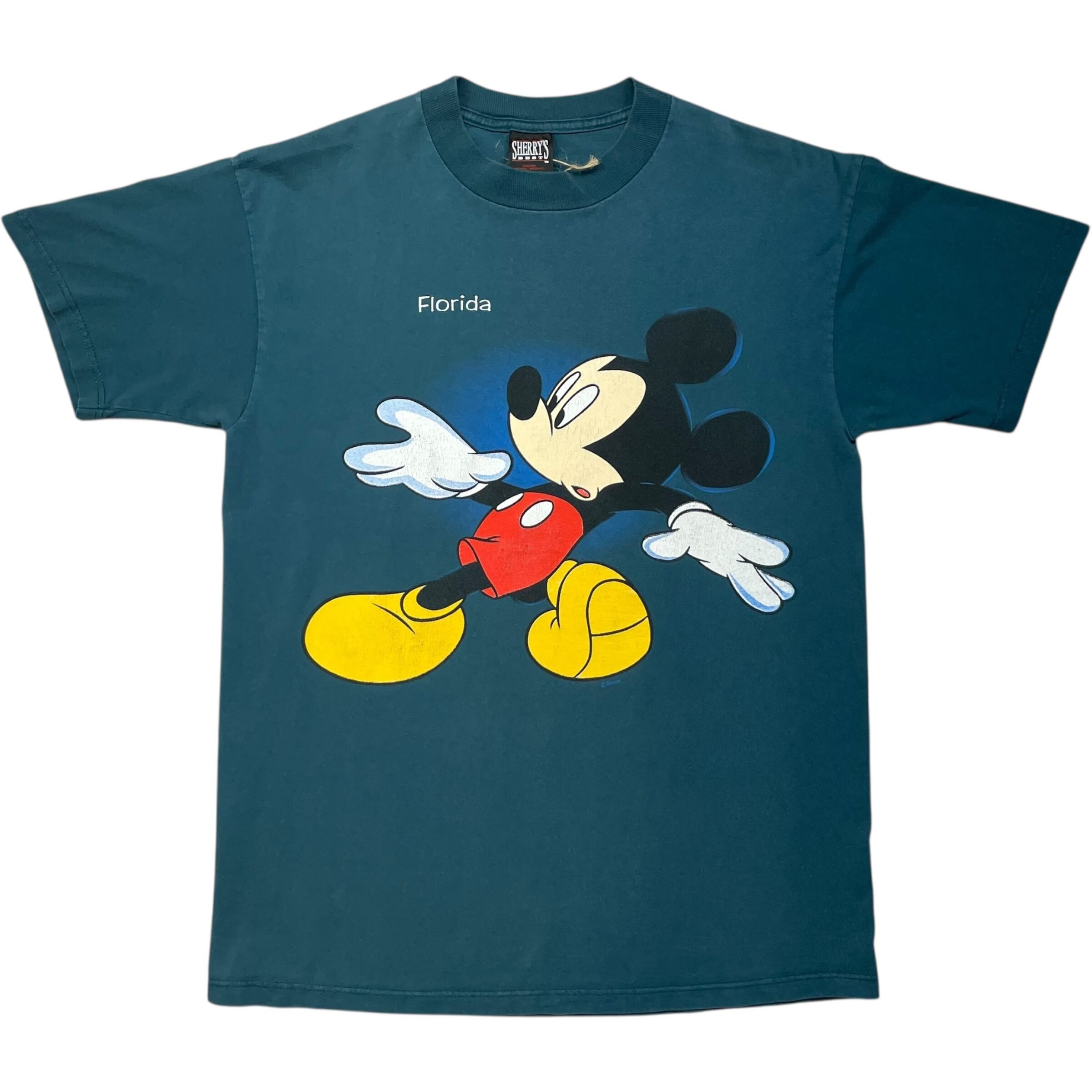 《M》SHERRY'S Tシャツ Disney ディズニー 両面プリント ミッキーマウス ダークグリーン USA製 90年代 vintage no.7514