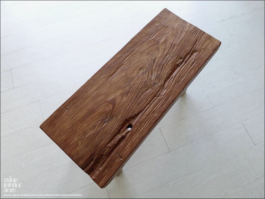 オールドチークベンチEink スツール 長椅子 古材家具 一枚板 花台 無垢