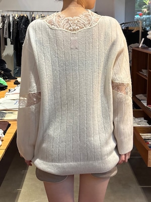 【26AW】FETICO フェティコ / カーディガン / OVERSIZED HAIRY LACE PANELED KNIT CARDIGAN