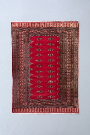 No.166ヴィンテージラグ トライバルラグ ラホール産(167×122cm)濃茶・赤・黒