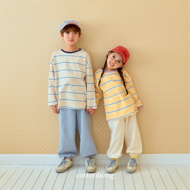 《予約》送料無料【cottonbong】Pudding Striped T-shirt