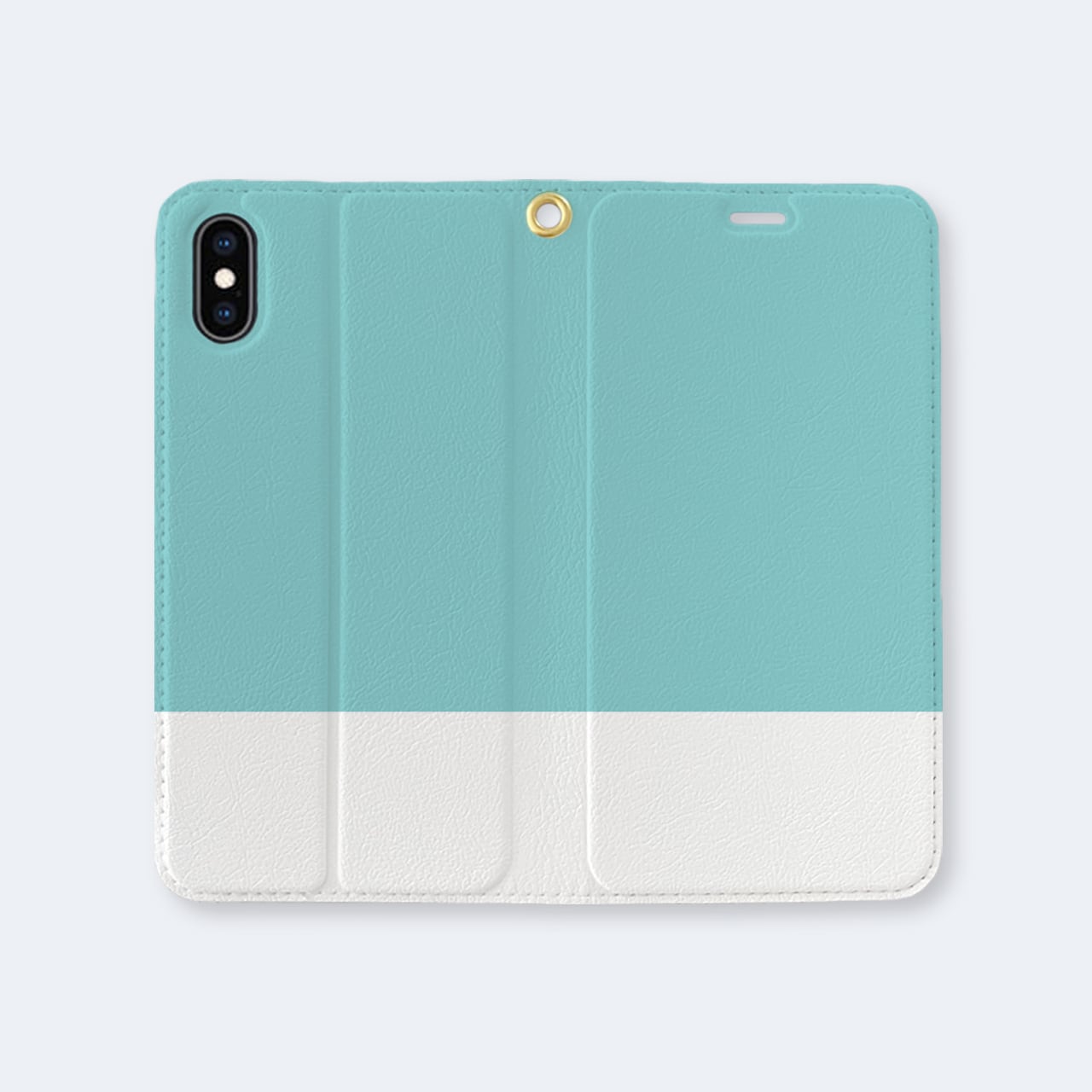 バイカラー ティファニーブルー風 iPhoneケース 手帳型ケース | LUCK OUT