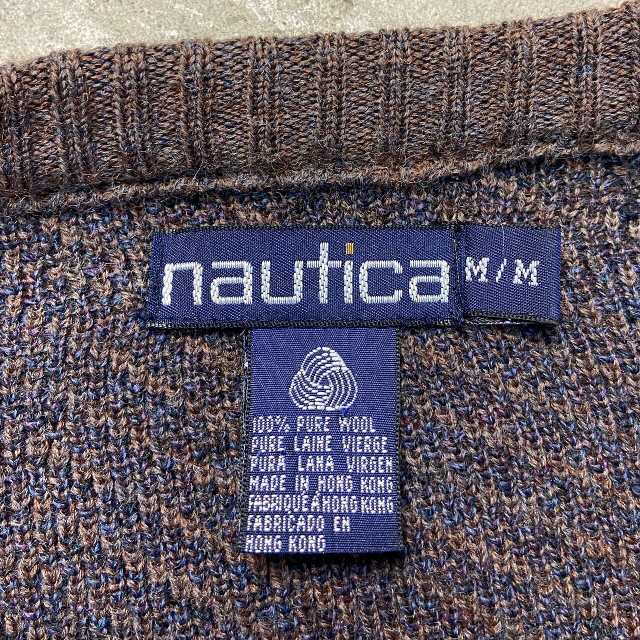 90年代 NAUTICA ノーティカ ウールニットセーター チェック柄 メンズM