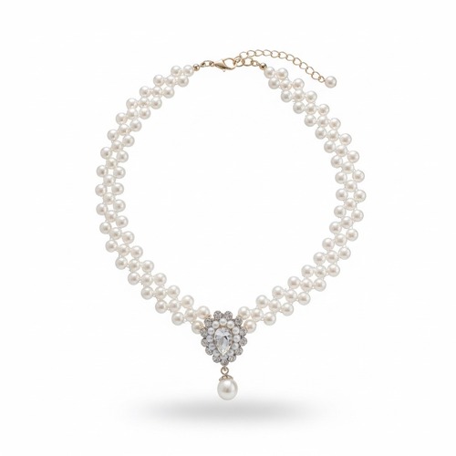 【Rental】イミテーションパールネックレス イヤリングセット 画像