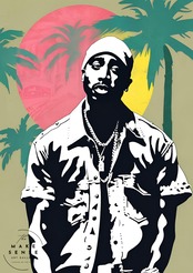California Love|2PacとDr Dreを象徴する名曲をオマージュしたヒップホップアートポスター|モダン空間に映える一枚|日本製A4ポスター