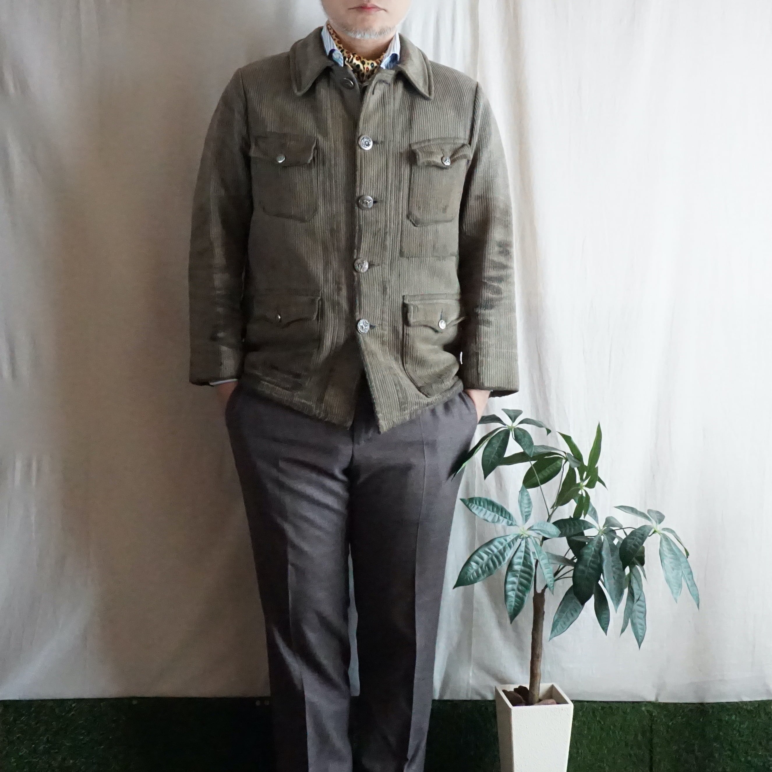 フランス コットンピケ 動物ボタン ハンティングジャケット 40's