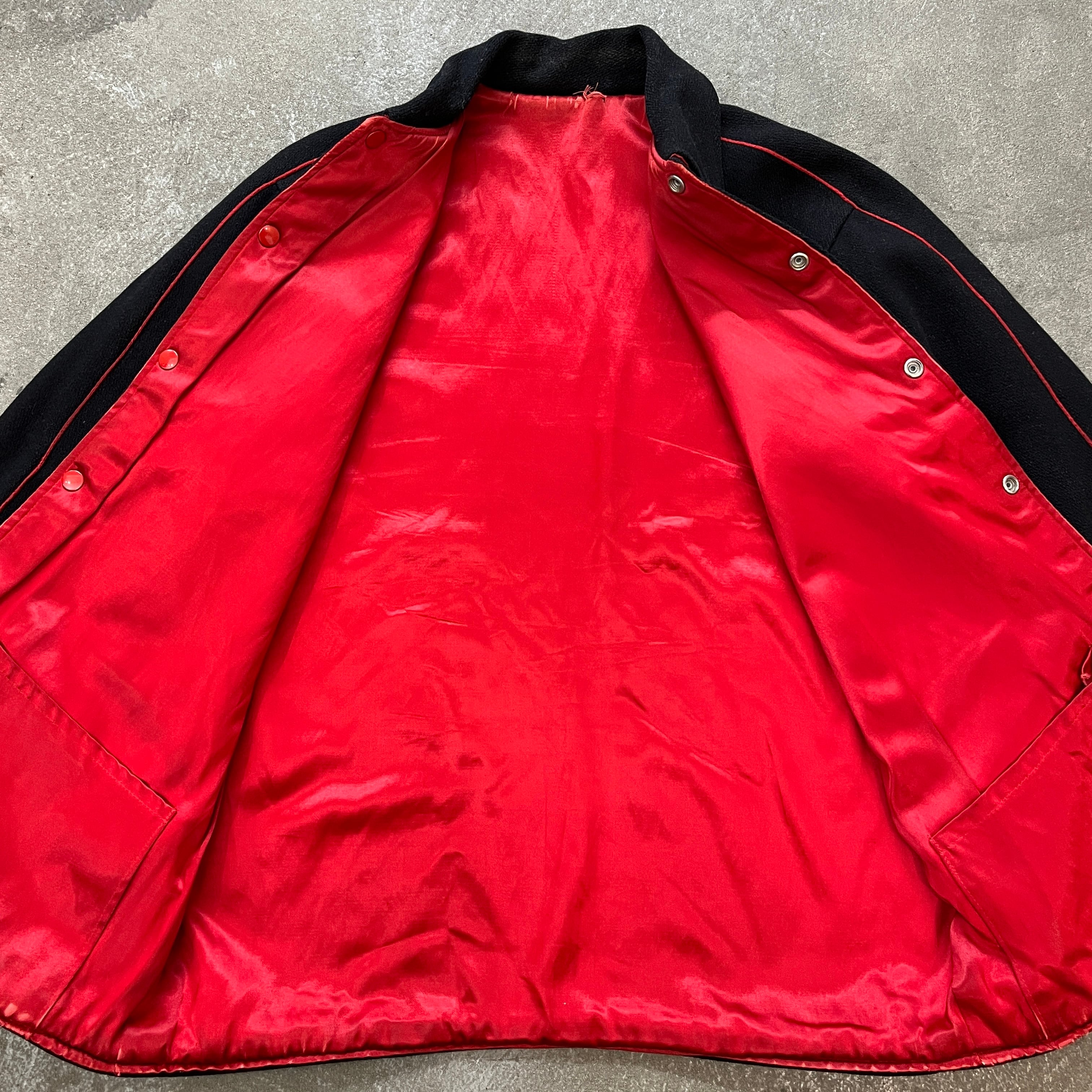 50s〜 Vintage スタジャン リバーシブル 50s ウール スタジャン リバーシブル サテン ジャケット チェーン