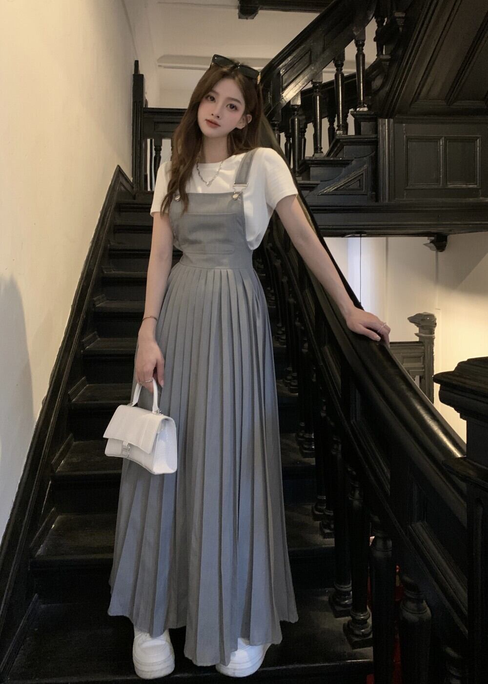 ワンピース レディース ジャンパースカート ロングワンピース ロング丈