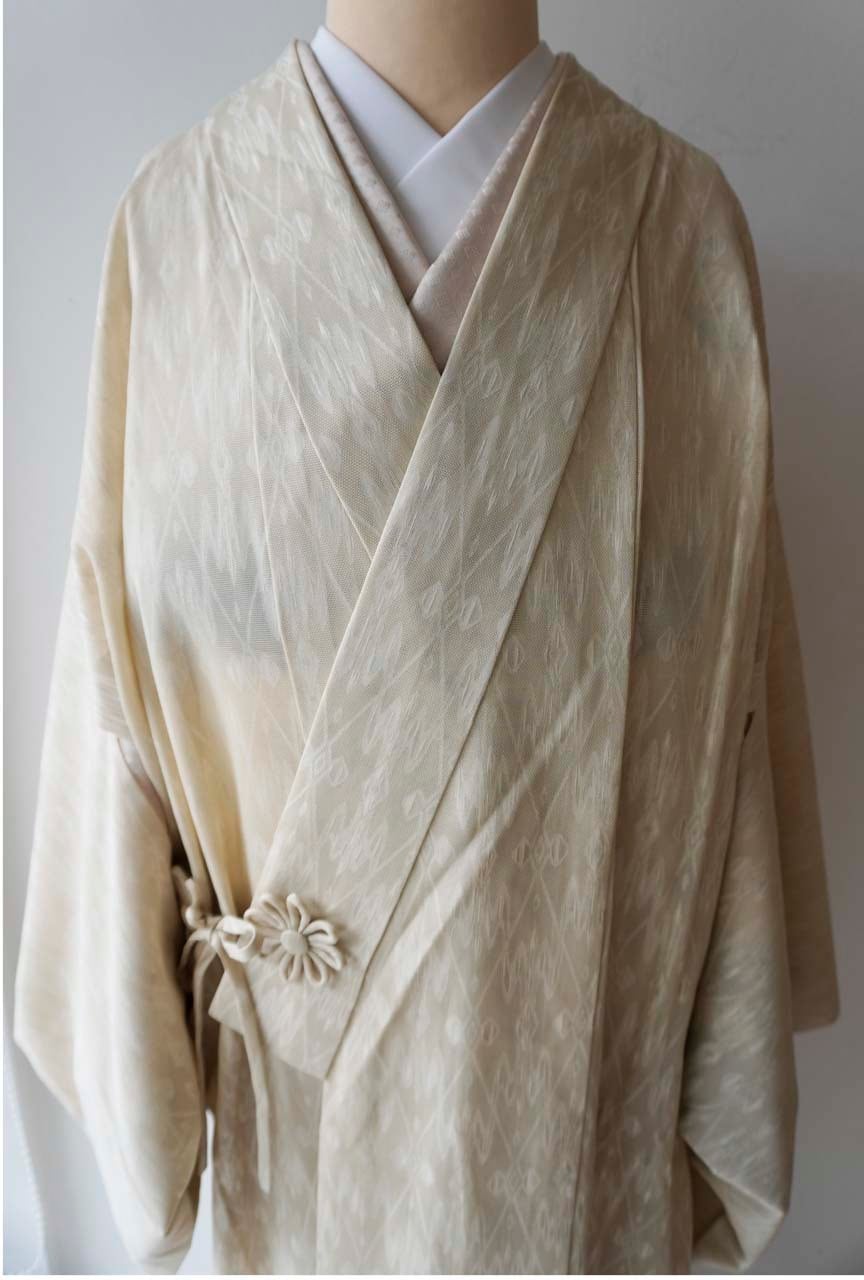 【薄物コート】淡白茶色地 太子間道地紋 紗道中着