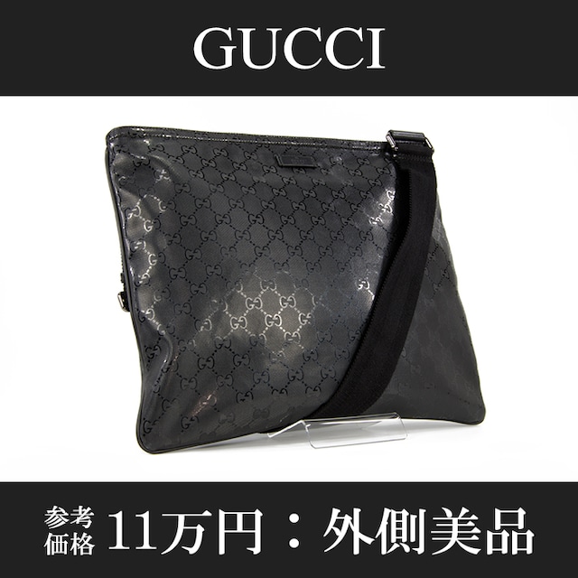 【全額返金保証・送料無料・外側は美品】GUCCI・グッチ・ショルダーバッグ(GGインプリメ・人気・斜め掛け・メンズ・男性・バック・L032)