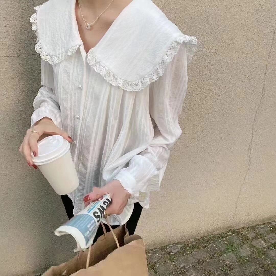 ビッグカラー　フリルブラウス　AJ2205-D18