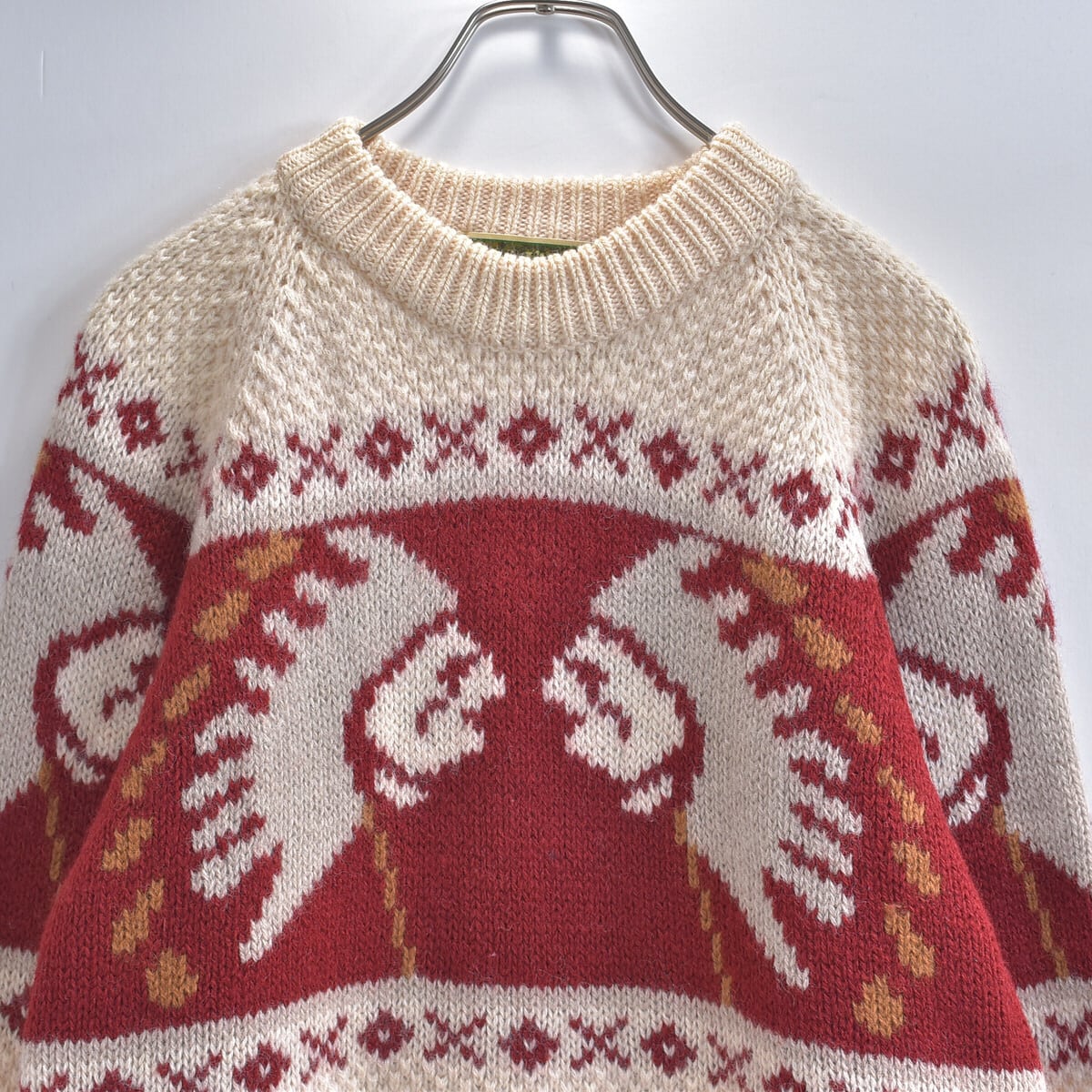 80s~ L'homme Raffine インディアンヘッド デザイン セーター ヴィンテージ プルオーバーニット ネイティブ柄 メンズMサイズ