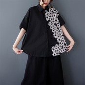 ビッグシルエット フラワー柄 プリントシャツ  30017