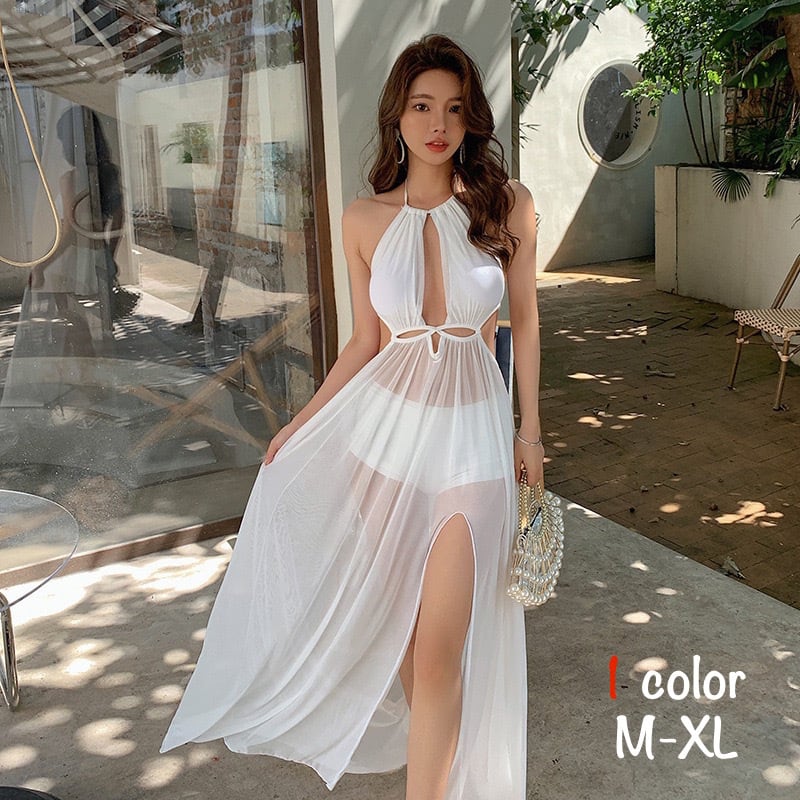 ワンピース水着 水着 ワンピース ロングスカート 体型カバー インスタ映え 谷間見せ ふわふわ 夏 セクシー ビーチ 海 プール リゾート 女性 女子 可愛い かわいい おすすめ 人気 トレンド 華奢見せ ホワイト 白 M L XL 大人 コーデ コーディネート 韓国 ファッション オルチャン お取り寄せ 送料無料 hll-0195