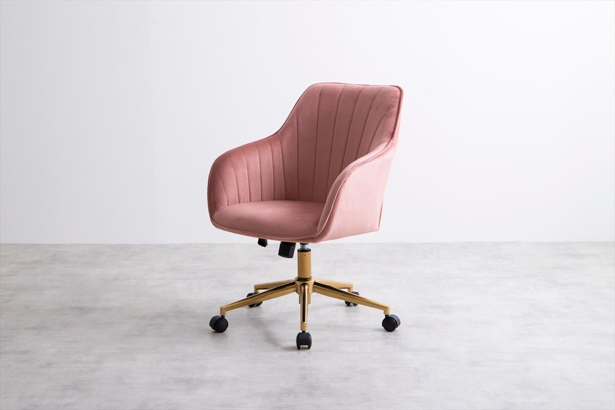 貝殻のようなシルエットが印象的なベロアデスクチェア | TKSKSHOP