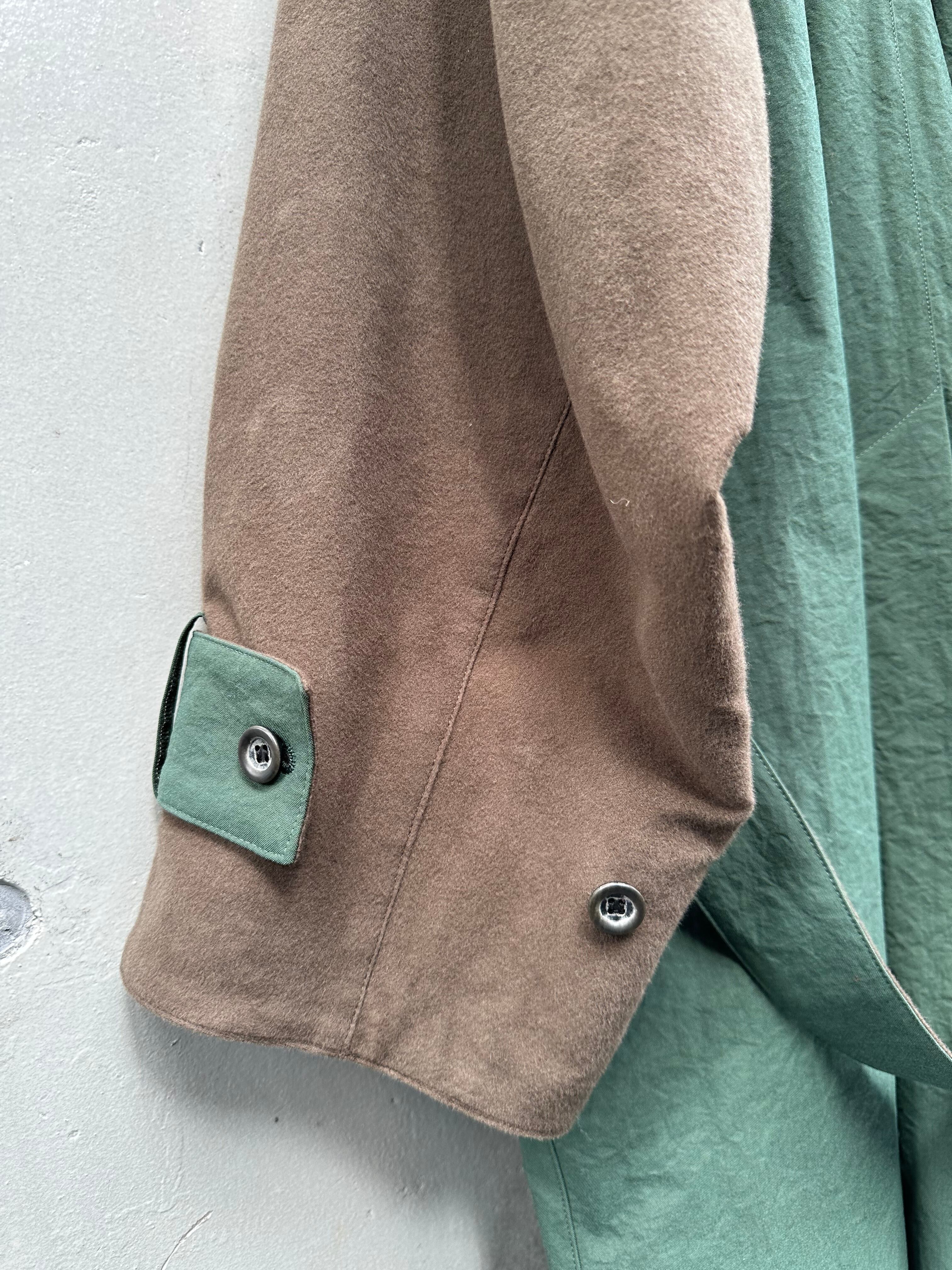 『my beautiful landlet』NYLON × SUEDE RAGLAN LONG COAT / green | SUKIKIRAI  powered by BASE