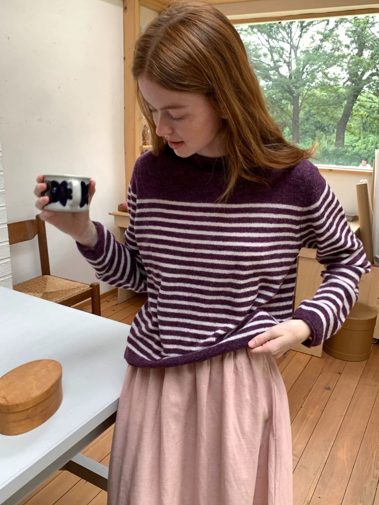 Duveteux Wool-Blend Border Knit F0869