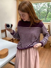 Duveteux Wool-Blend Border Knit F0869