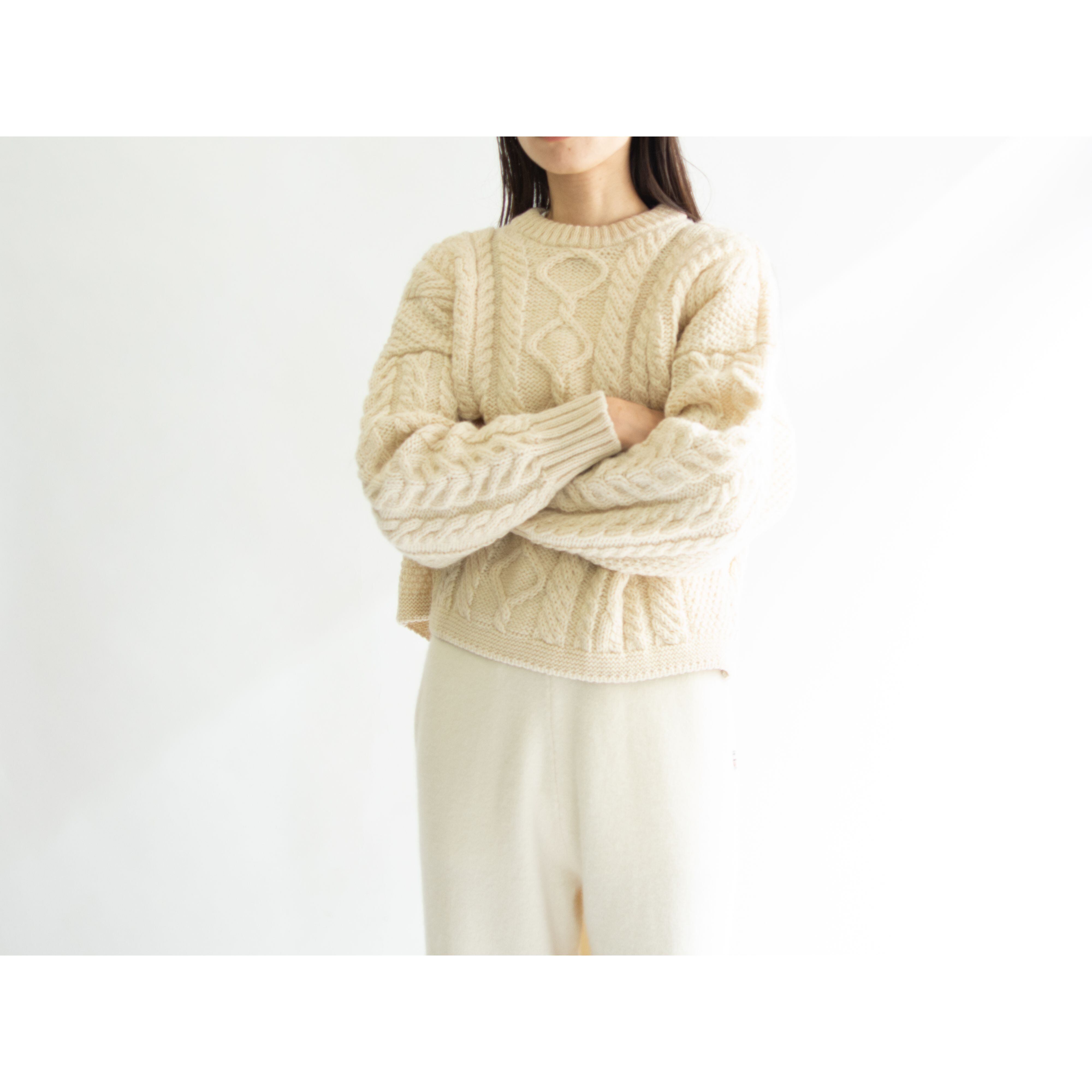 【Guernsey woollens】Made in Guernsey British Isles 100% wool cable knit pullover(ガンジーウーレンズ ケーブルニットプルオーバー セーター)11a