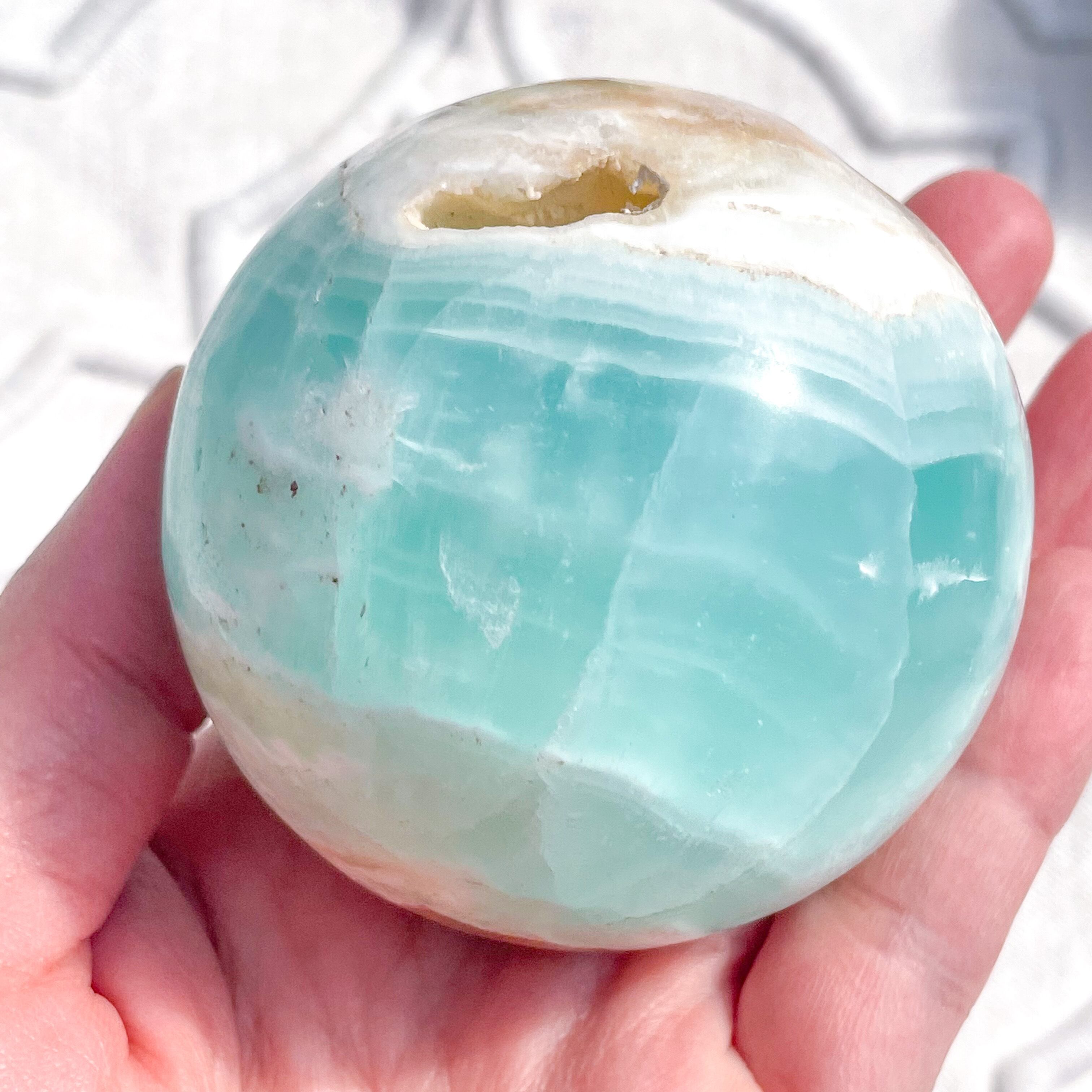 High Quality Caribbean Blue Calcite Sphere 3 ✧ カリビアンブルー