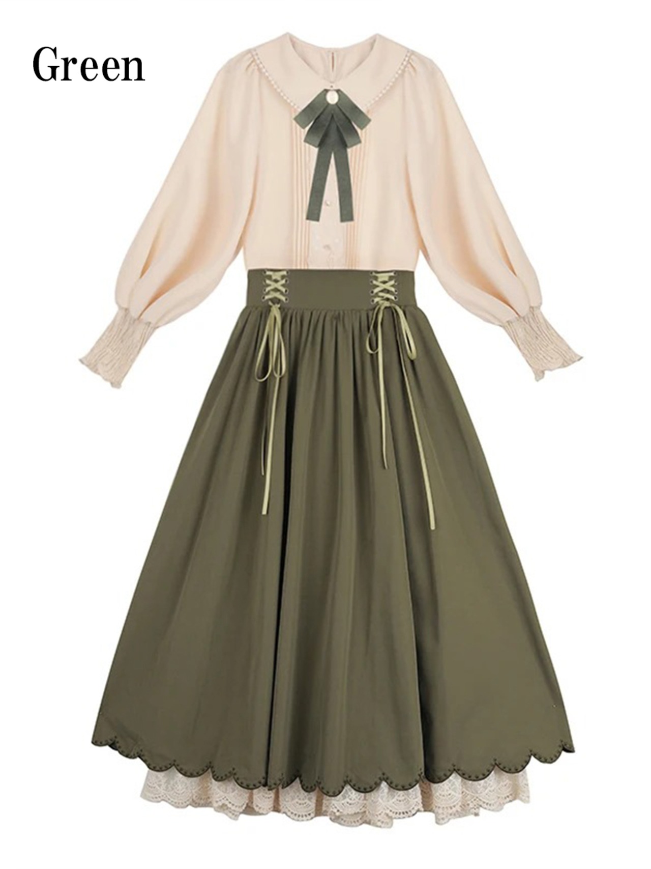 【0227】Vintage French Style Long Sleeve 2 Piece Set