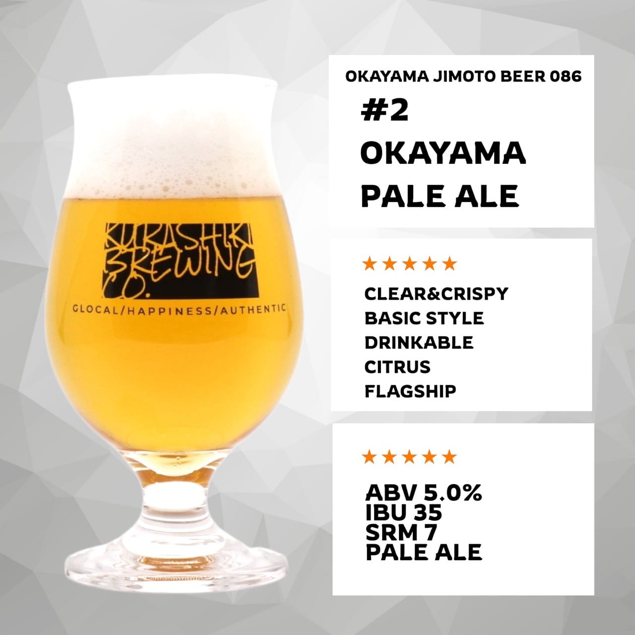 2 OKAYAMA PALE ALE OKAYAMA JIMOTO BEER 086® | KURASHIKI BREWING CO．