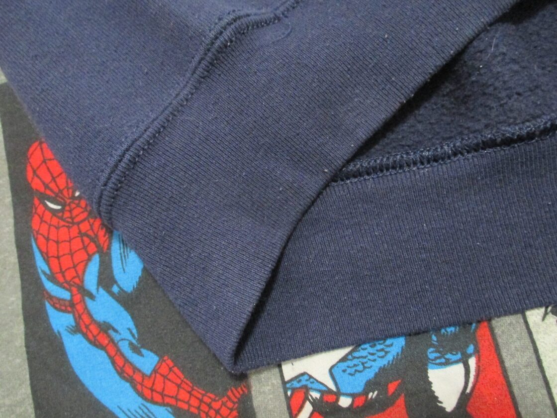 USA製 カーディナル 鳥 刺繍 レイヤード襟スウェットシャツ 紺×赤 