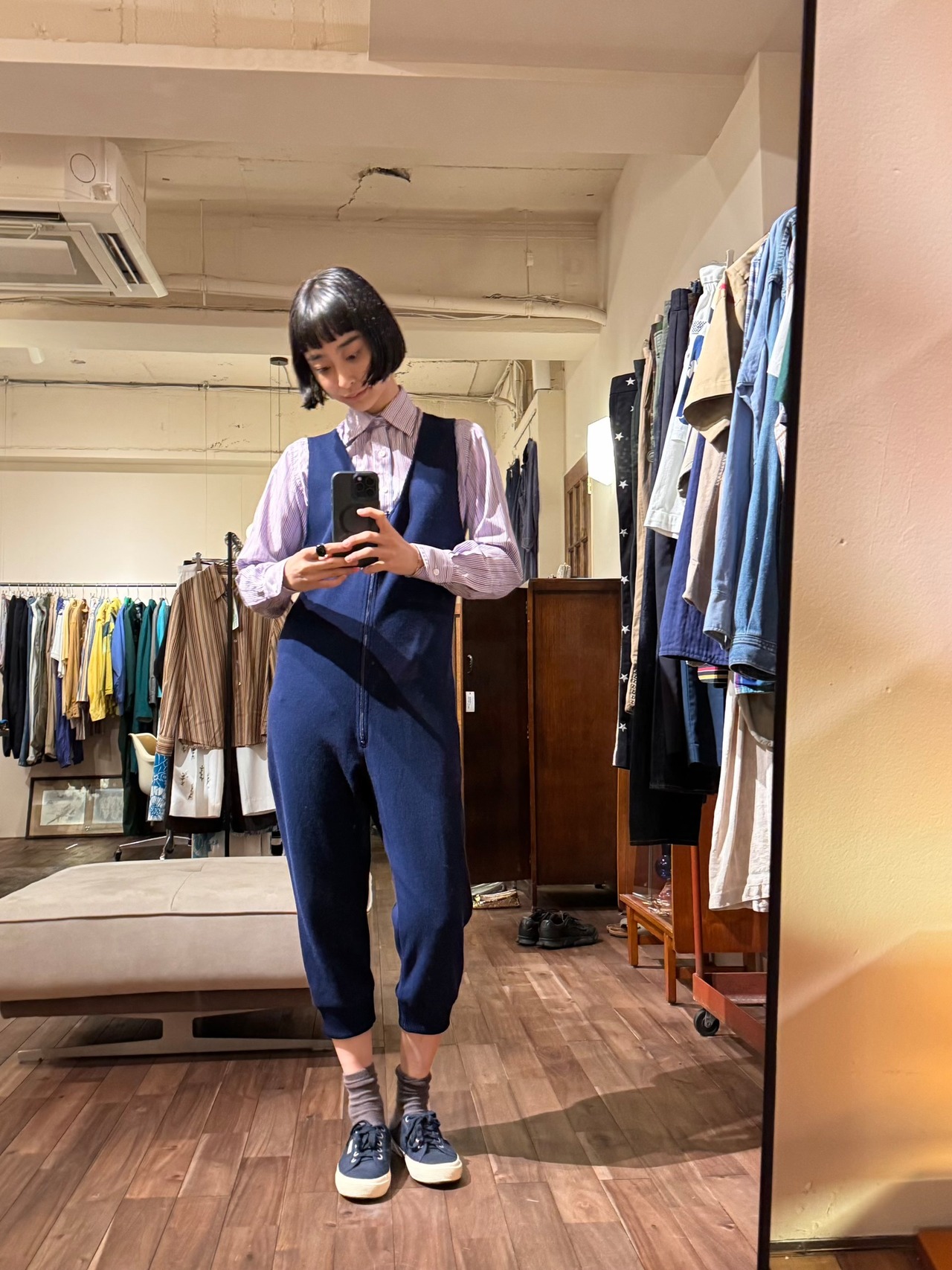 UNITED ARROWS UK パープルストライプシャツ