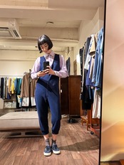 UNITED ARROWS UK パープルストライプシャツ