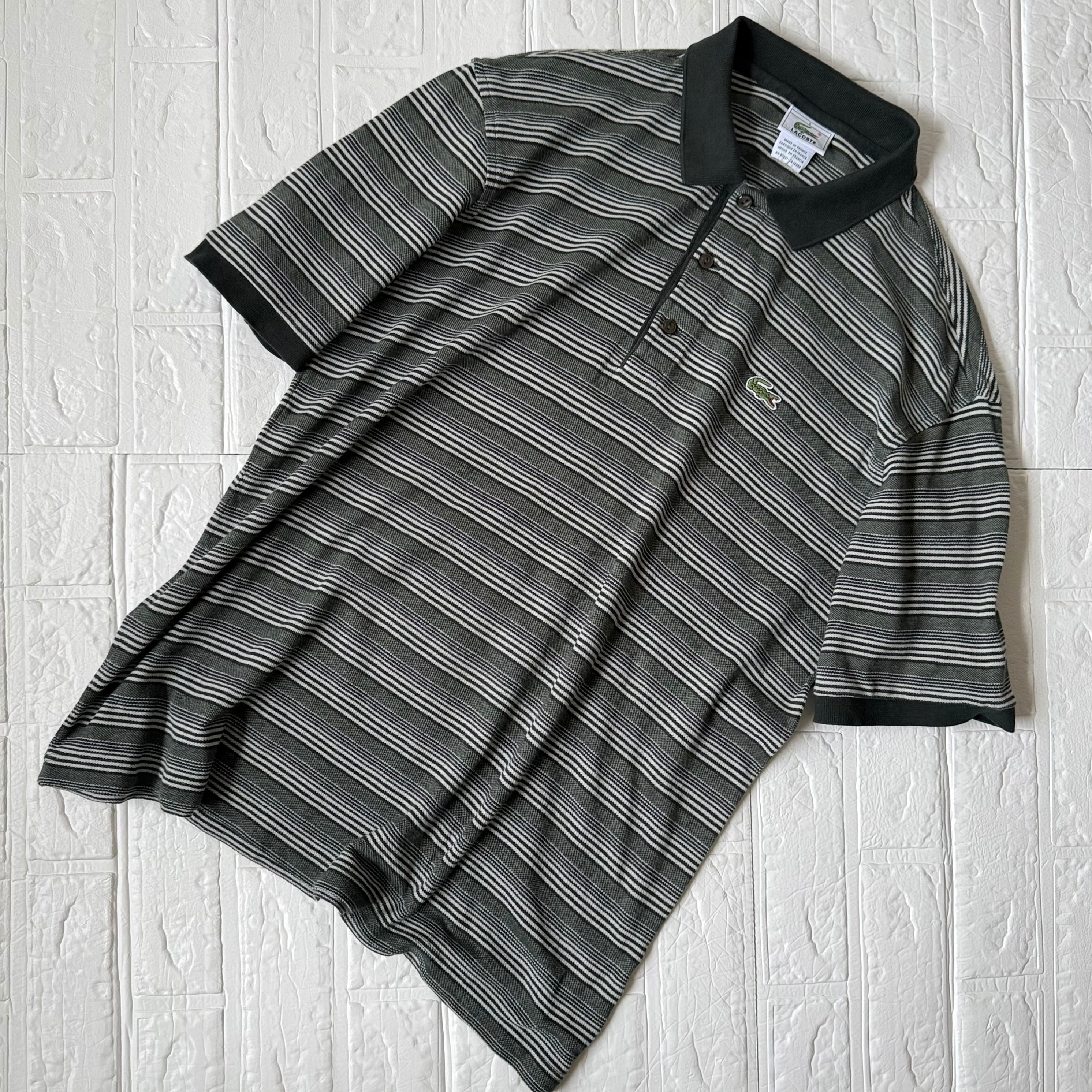 LACOSTE 90s フランス製 F5191 コットン 鹿子 半袖ポロシャツ モス