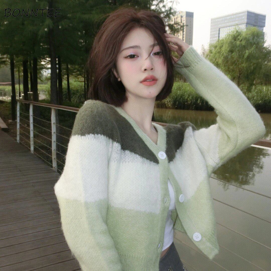 【新作】【送料無料】 カーディガン女性日本のヴィンテージパッチワーク入札セーター新秋クロップドルーズオールマッチ長袖ニット服 Mujer 0263257263260