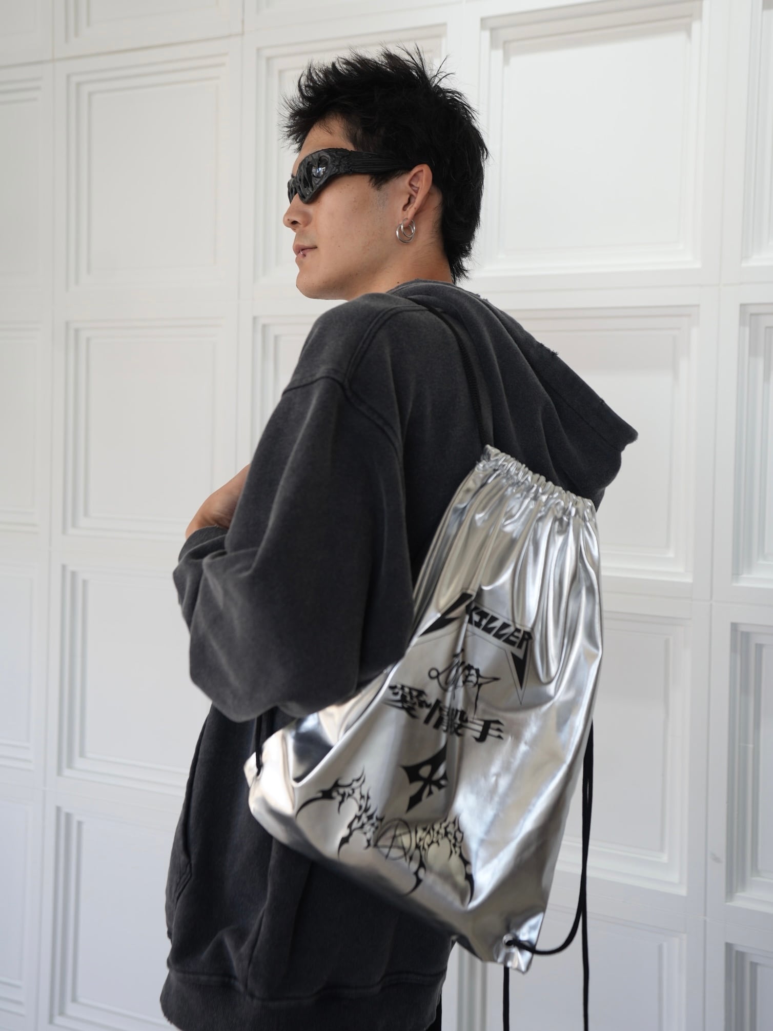LOVE KILLER】Killer heart barbed wire oversize zip hoodie