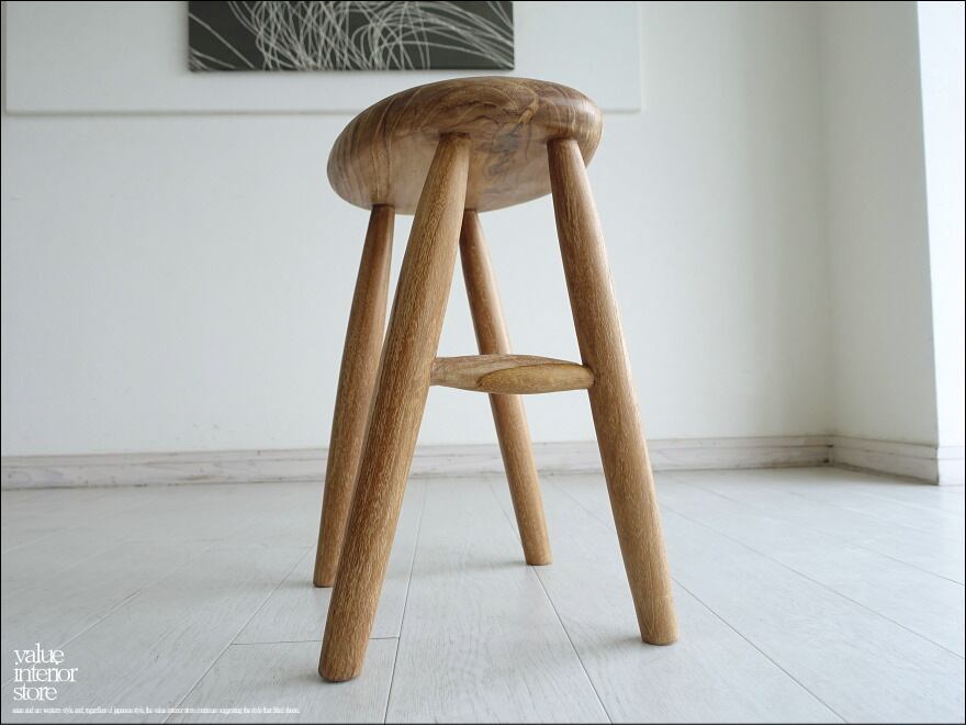 チーク無垢材 スツールbeans / N002 椅子 イス ナチュラル カフェ