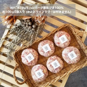 WADATSU生ハンバーグ豚あらびき6個 SPF長崎県産　九州産 送料無料（一部地域除く）
