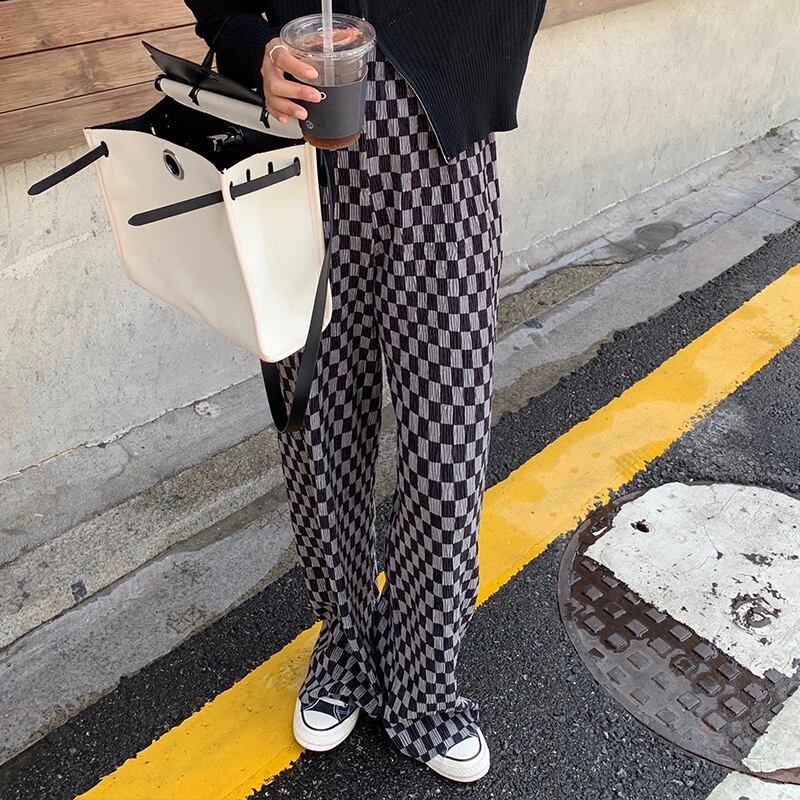 スタイルスタンダードベルベットハイウェストウェストカジュアルパンツ スプリングオータムルーズワイドレッグ レトロ 春物 秋物 ワイドパンツ モンロー98923334439