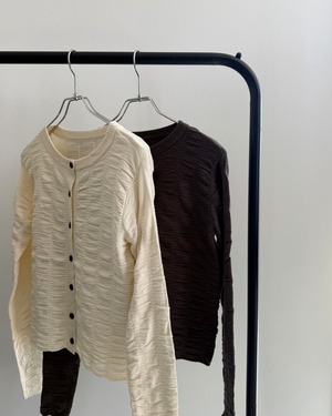 【新作アイテム送料無料】wool-like shirreng cardigan