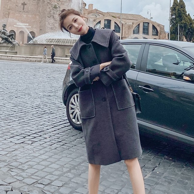 大きいサイズ 小さいサイズ 全3色 レディース アウター ステンカラー チェスター コート ロング丈 ビッグカラー きれいめ 清楚 シンプル ナチュラル フェミニン 大人可愛い 秋 冬 かわ大 かわ小 セットアップやパンツドレスなど二次会ドレスに合う海外ファッション