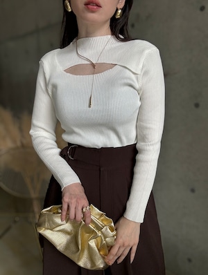 【即納】カットアウトリブニット【アイボリー】