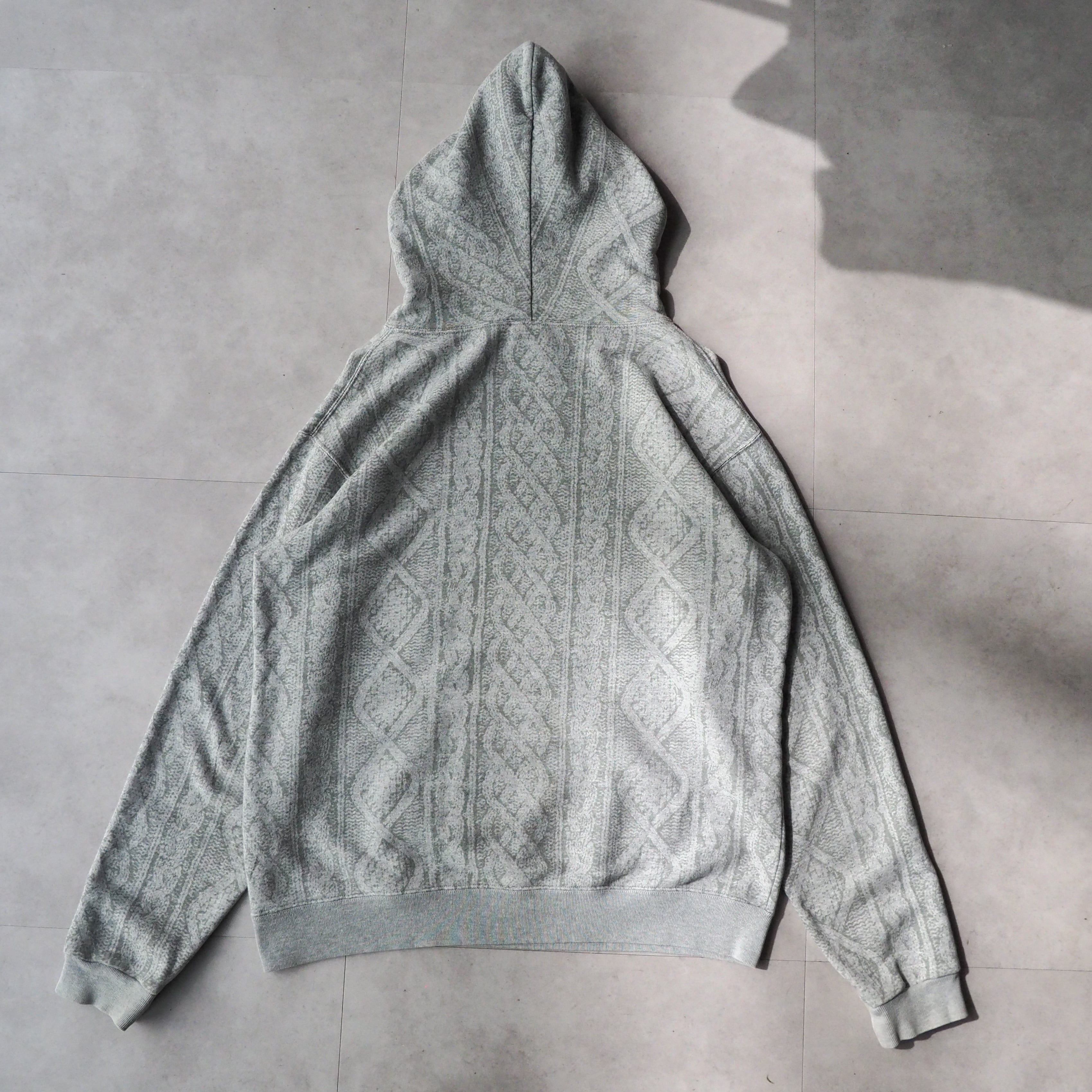 00s “GOOD ENOUGH” cable knit transfer print hoodie 2000年代
