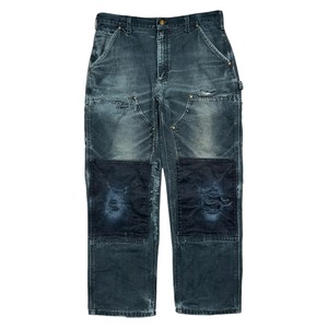 CARHARTT DOUBLE KNEE WORK PANTS BLACK SIZE 34 x 30 (USED)