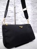 美品◆PRADA プラダ テスート ナイロン x レザー クロスボディ ショルダー バッグ カメラ バッグ ポーチ ポシェット 黒x金◆ レアモデル♪