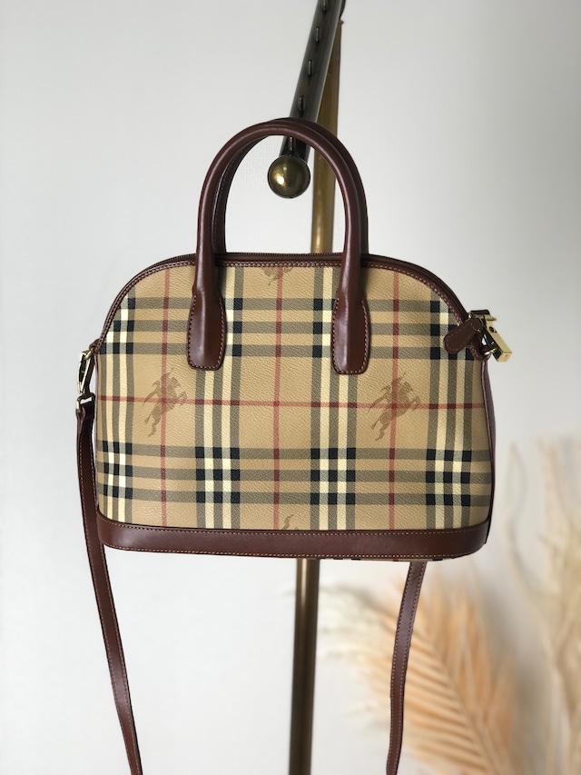 BURBERRY バーバリー クラシックチェック ブガッディ 2way ショルダーバッグ ベージュ vintage ヴィンテージ オールド n6y8kp