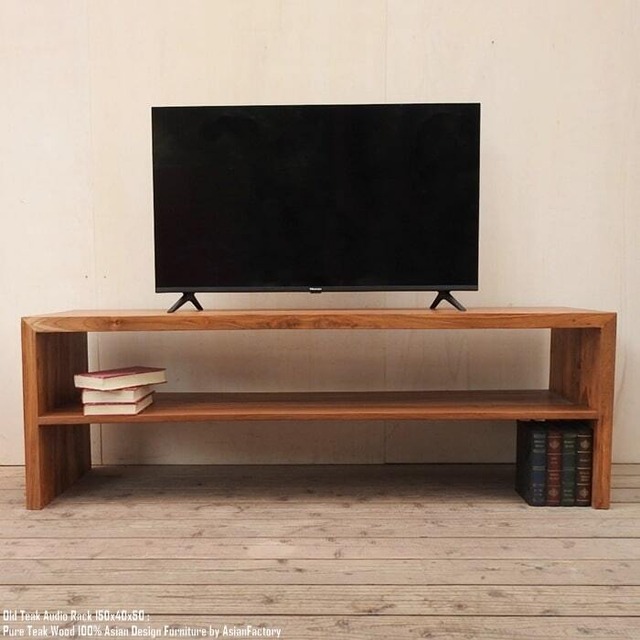 オールドチーク無垢材 オーディオラック 150cm NR ローテーブル TVボード テレビ台 AVラック 木製家具 アジアン家具 テレビボード 店舗什器 AVボード バリ家具 テレビラック 高級木材 北欧 ナチュラル