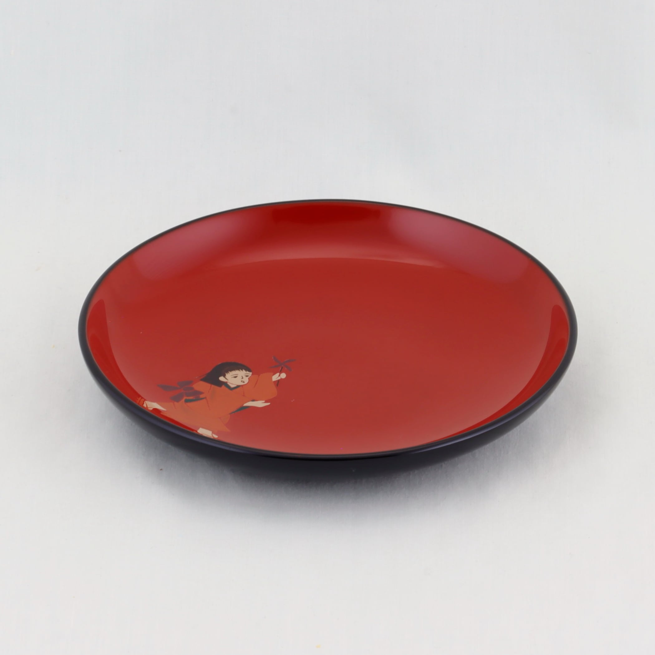 1501 輪島塗 銘々皿／丸形／黒内朱塗／童蒔絵／五枚組 | 輪島塗 加藤