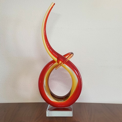 ムラノガラス アブストラクト  渦巻き アートガラス / Murano Hand Blown Abstract Swirl Art Glass