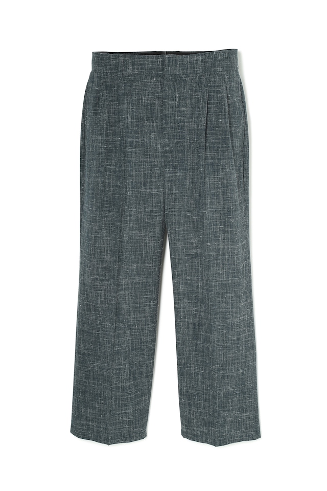 SHADOW CHECK 2TUCK TROUSER D.GREEN