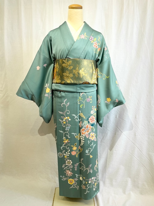 2281 アラベスク紋様 訪問着 袷単品 Houmongi (lined kimono)