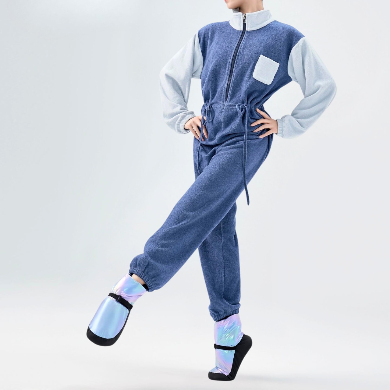 フロントジップ フリース カバーオール 2色展開 L1271