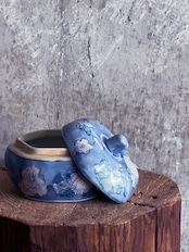 中国製造/ヴィンテージ パステル蓋付き小物入れ