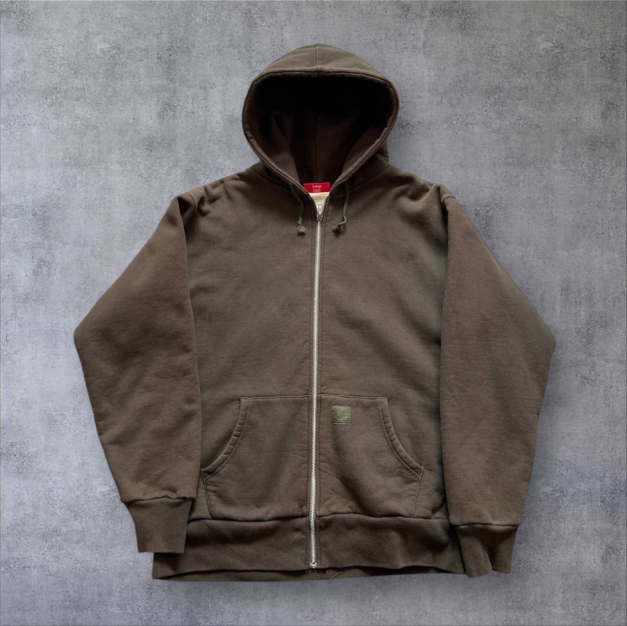 Special!! 2000s Supreme "Carhartt Parody" Thermal Double Face Zip Up Hoodie "Khaki"【高円寺店】